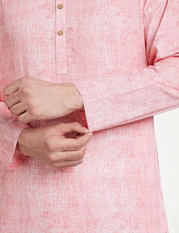 Amazon Brand - Symbol Men's Solid Cotton Printed Long Kurta (Regular Fit) - Image 2