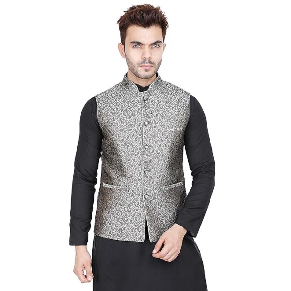 Badoliya & Sons Men's Brocade Zari Nehru Jacket/Waist Coat