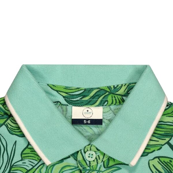 Boys Regular Fit Polo T-Shirt – Trendy Forest Print Casual Wear with Classic Collar & Short Sleeves (Green) - Image 4