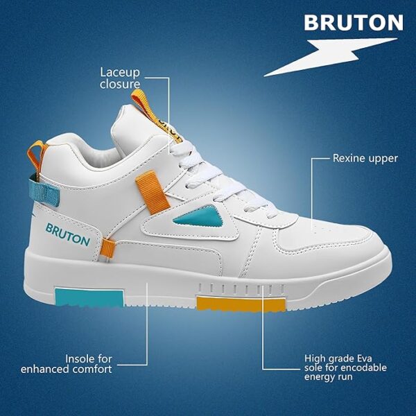 BRUTON Stylish Sneakers Casual Shoes for Men's & Boy's- White - Image 4