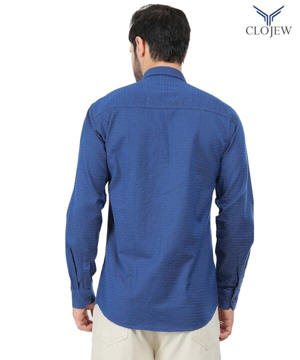 CLOJEW Men's Regular Shirts Full Sleeves Cotton Shirt for Men Peacock Blue Shirt Slim Fit Party Shirt Casual Shirt Formal Shirt for Men Shirt Simple Shirt for Men - Image 4