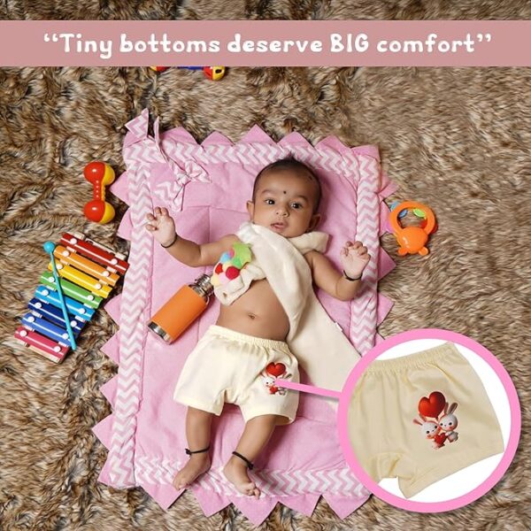 Newborn Baby Girl & Boy Soft Breathable Regular Fit Panties| Underwear| Innerwear| Bloomer| Bottoms Combo - Image 4