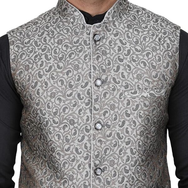 Badoliya & Sons Men's Brocade Zari Nehru Jacket/Waist Coat - Image 2