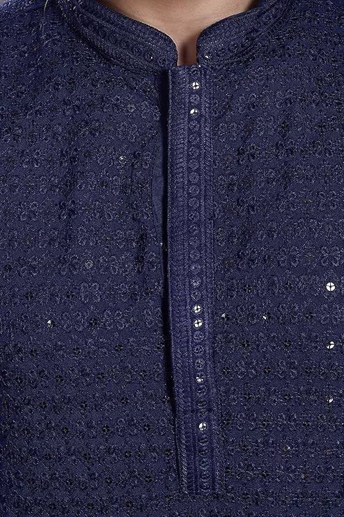 DIVISIVE Men's Sequince Embroidered Cotton Blend Only Slim Fit Kurta - Image 2