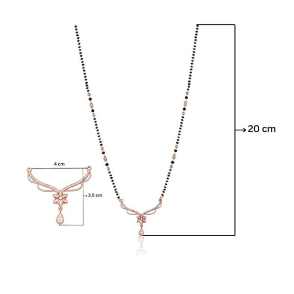 Nilu's Collection American Diamond Rose Gold Plated Designer Mangalsutra Pendant for Girls and Women (With Chain) (Style 3) - Image 4