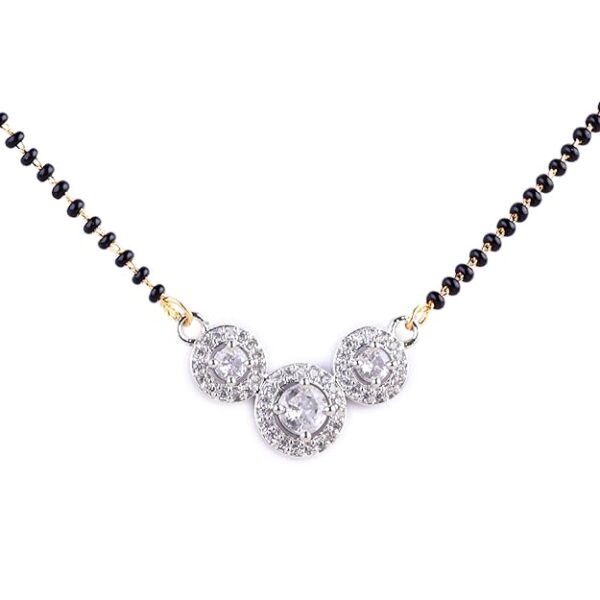 SHONA’S STYLE American Diamond & Cubic Zirconia Mangalsutra Necklace for Women (White AD) Chain Length 22 cm