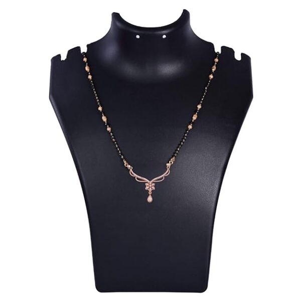 Nilu's Collection American Diamond Rose Gold Plated Designer Mangalsutra Pendant for Girls and Women (With Chain) (Style 3) - Image 3