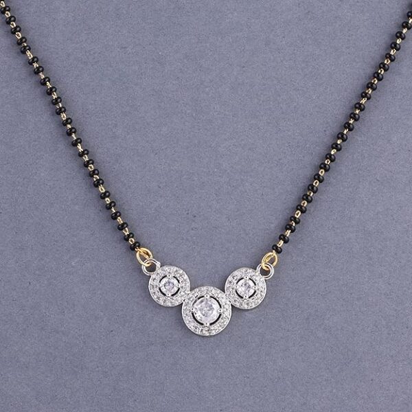 SHONA’S STYLE American Diamond & Cubic Zirconia Mangalsutra Necklace for Women (White AD) Chain Length 22 cm - Image 4
