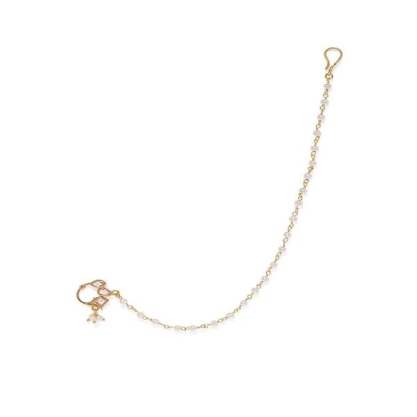 ACCESSHER Gold Plated Delicate Traditional and Ethnic Wear Stunning Kundan Embellished Delicate Clip On Nose Ring/Non-Piercing Nose Pin/Nathani for Women Pack of 1