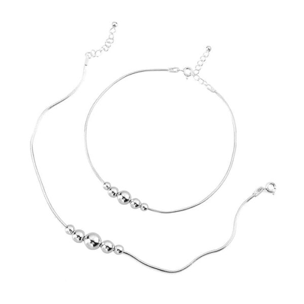 DHRUVS COLLECTION 925 Pure Silver 5 Moving Ball Threaded Snake Pattern Anklet (Payal) in Pure 92.5 Pure Sterling Silver for Girls & Women - Image 6