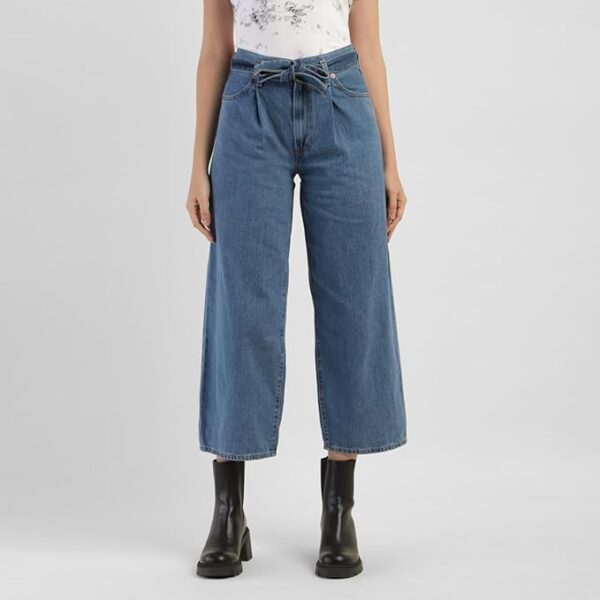 Levi's Women's Mid Rise Belted Baggy Loose Straight Fit Jeans - Image 7