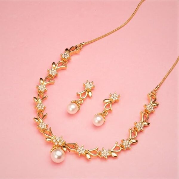 Estele Gold Plated Austrian Crystals Necklace Set for Women - Image 3