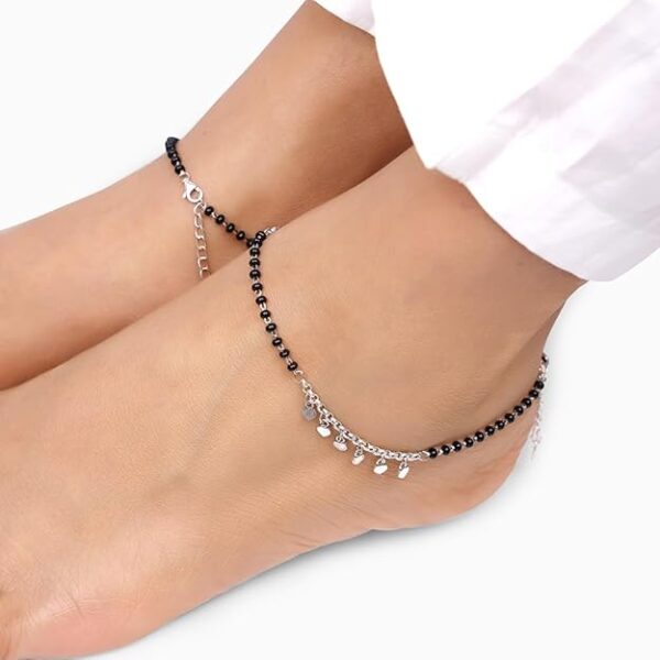 GIVA 925 Silver Hearts & Beads Anklet | Gifts for Women and Girls | With Certificate of Authenticity and 925 Stamp|6 Months Warranty* - Image 4