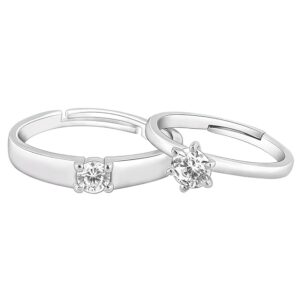 GIVA 925 Silver Anushka Sharma Minimal Couple Rings, Adjustable | Promise Rings for Men and Women | With Certificate of Authenticity and 925 Stamp | 6 Month Warranty*