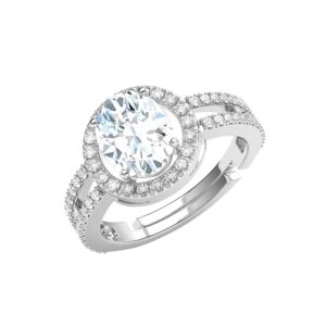 Clara Pure 925 Sterling Silver Frida Statement Solitaire Finger Ring | Swiss Zircon Platinum Plated | Size Adjustable | Gift for Women Girls Wife Girlfriend