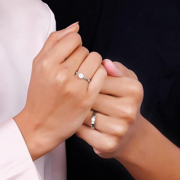 GIVA 925 Silver Anushka Sharma Minimal Couple Rings, Adjustable | Promise Rings for Men and Women | With Certificate of Authenticity and 925 Stamp | 6 Month Warranty* - Image 5