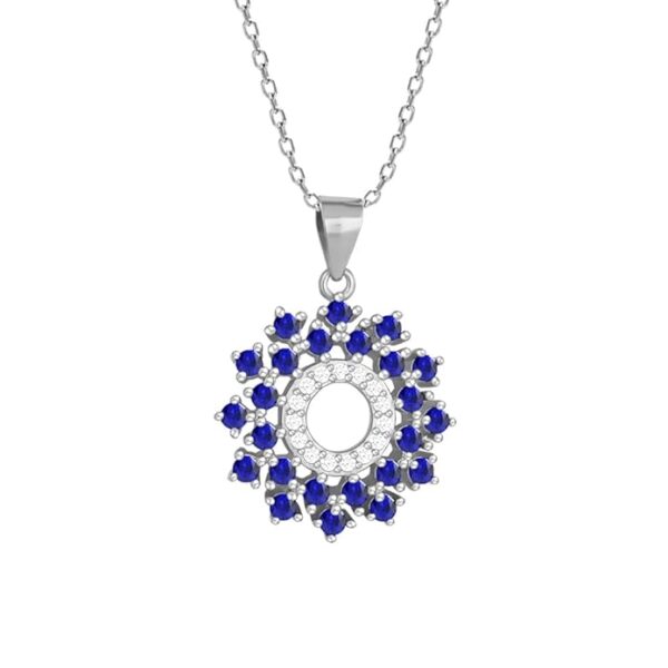 GIVA 925 Silver Radiant Blue Flower Pendant With Link Chain| Necklace to Gift Women & Girls | With Certificate of Authenticity and 925 Stamp | 6 Months Warranty*