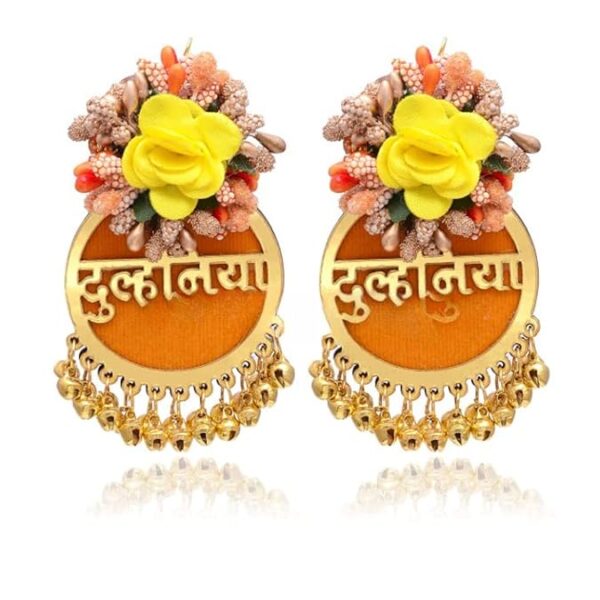 RKG HANDICRAFTS Womens Beautiful Artificial Orange, Yellow & Golden Color Flower Jewelry Set For Haldi Bridal Jewellery Wedding Jewelry Jewelry For Mehndi And Haldi - Image 2