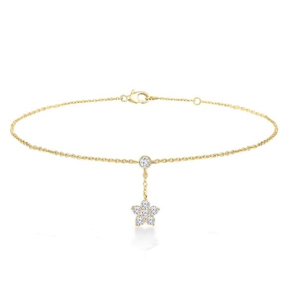 MINUTIAE Solitaire Crystal Diamond Star Shaped Anklet With For Women and Girls