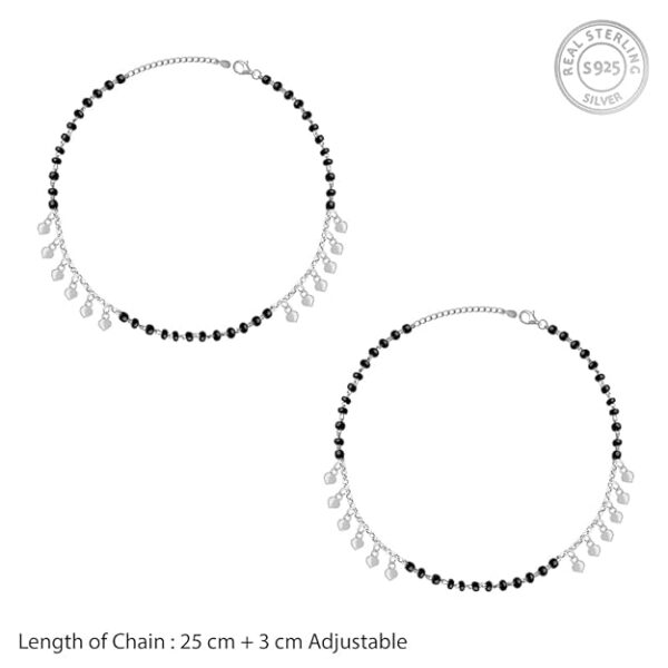 GIVA 925 Silver Hearts & Beads Anklet | Gifts for Women and Girls | With Certificate of Authenticity and 925 Stamp|6 Months Warranty* - Image 3