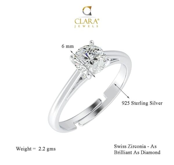 Clara Pure Real 925 Sterling Silver Adjustable Ring Band | Multiple Design Options | Gift for Women and Girls - Image 2