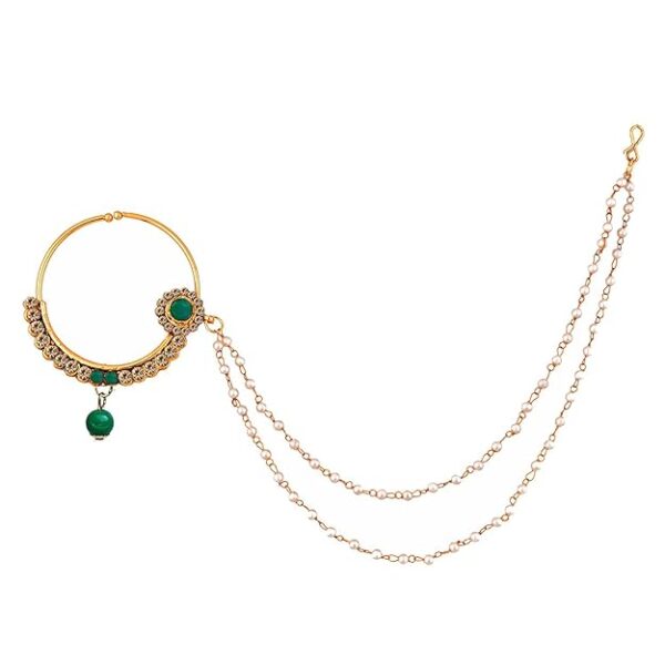 Lucky Jewellery 18 K Gold Plated Karwa Chauth Alloy Wedding Suhag Nath for Girls & Women�