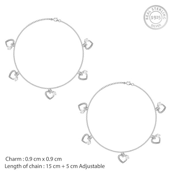 GIVA 925 Silver Small Heart Charm Anklet, (Single) Gifts for Girlfriend, Gifts for Women & Girls| With Certificate of Authenticity and 925 Stamp | 6 Month Warranty* - Image 2