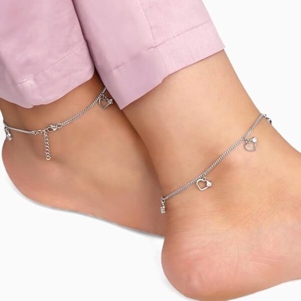 GIVA 925 Silver Small Heart Charm Anklet, (Single) Gifts for Girlfriend, Gifts for Women & Girls| With Certificate of Authenticity and 925 Stamp | 6 Month Warranty* - Image 4