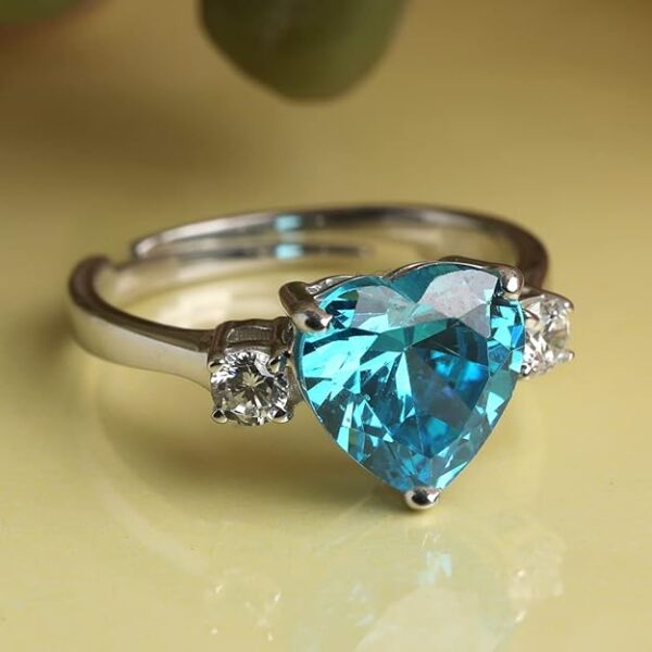 Clara 925 Sterling Silver Heart Stone Ring with Adjustable Band | Gift for Women Wife Girls - Image 3
