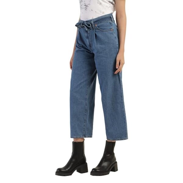 Levi's Women's Mid Rise Belted Baggy Loose Straight Fit Jeans - Image 5