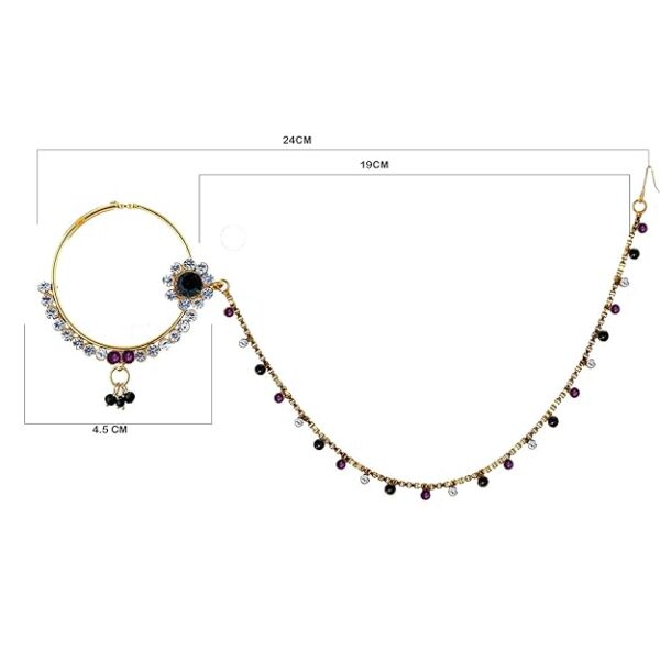 Lucky Jewellery 18 K Gold Plated Karwa Chauth Grey Color Alloy Wedding Suhag Nath for Girls & Women - Image 2