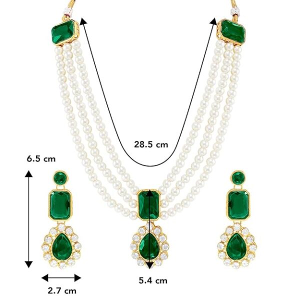 Peora Gold Plated Kundan Long Necklace Earring Indian Traditional Jewellery Set for Women & Girls - Image 4