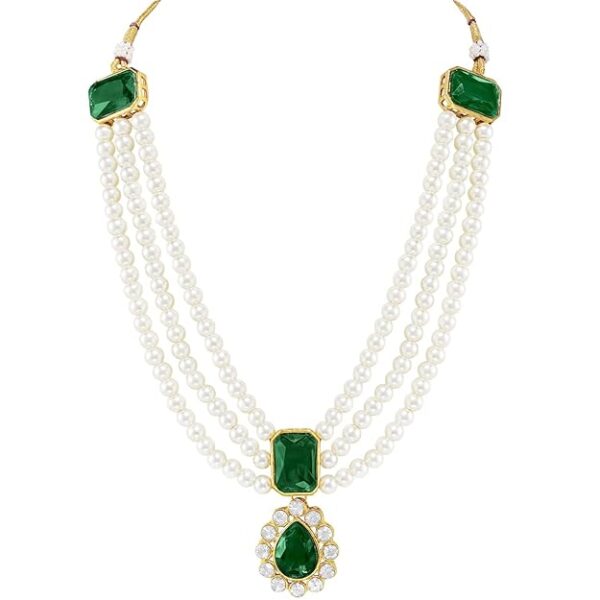 Peora Gold Plated Kundan Long Necklace Earring Indian Traditional Jewellery Set for Women & Girls - Image 3