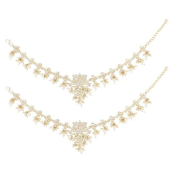 I Jewels Traditional Gold Plated Adjustable Kundan Pearl Payal Anklets Jewellery for Women