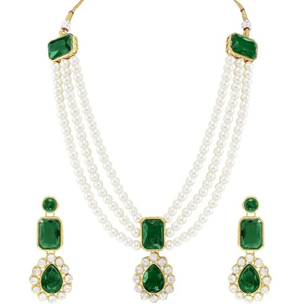 Peora Gold Plated Kundan Long Necklace Earring Indian Traditional Jewellery Set for Women & Girls
