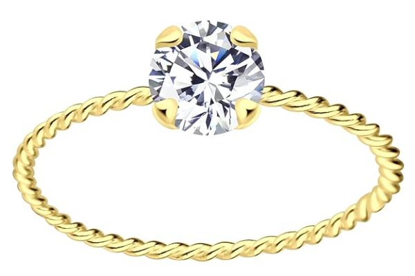 Via Mazzini 92.5-925 Sterling Silver Gold Plated Crystal Engagement Wedding Proposal Ring For Women And Girls (Ring0711) US Size - 6