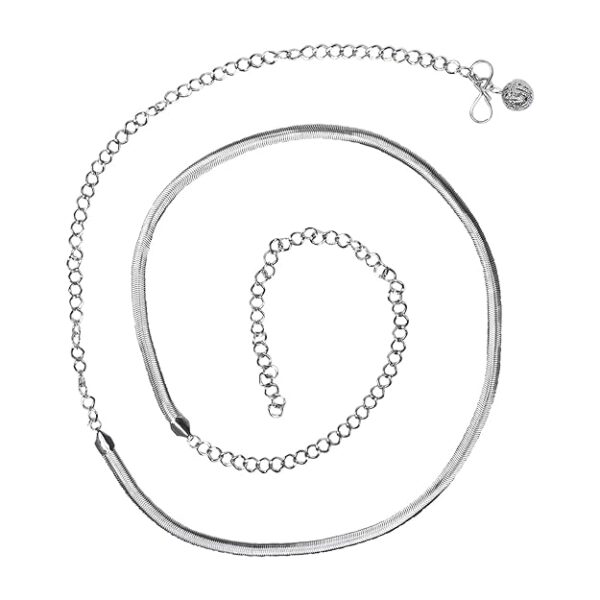 I Jewels Navratri Ethnic Silver Oxidised Adjustable Boho Waist Chain/Belly Chain/Kamarband For Women (B058S)