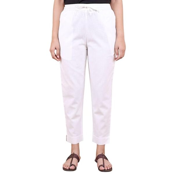 Anant Infinity Women's Slim Fit Mid Rise Trouser | Women's Cotton Trousers | Women Regular Fit Elastic Waist Full Length Cotton Formal Trouser for Casual Wear, Office Wear - Image 2