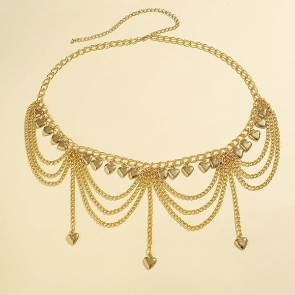 Shining Diva Fashion Stylish Waist Belt Belly Chain for Women and Girls Sexy Hip Dresses Western Kamarbandh Saree Kamar Band Bandh Kamarband Adjustable Body Chains Multilayered Bikini Jewelry Kamarchain Beach Wear - Image 3