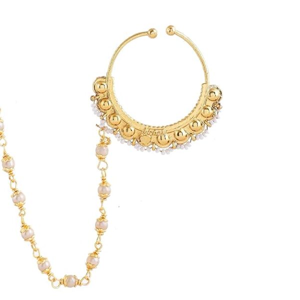 Kundan Elegance Shahi Noor Nath Nose Ring For Women|Women Gold Nose Rings|Kundan Polki Nose Rings|Gift For Her|Women Gifts|Gift For Valentine|Valentine Gifts|Raksha Bandhan Gifts|Gift For Sister - Image 2