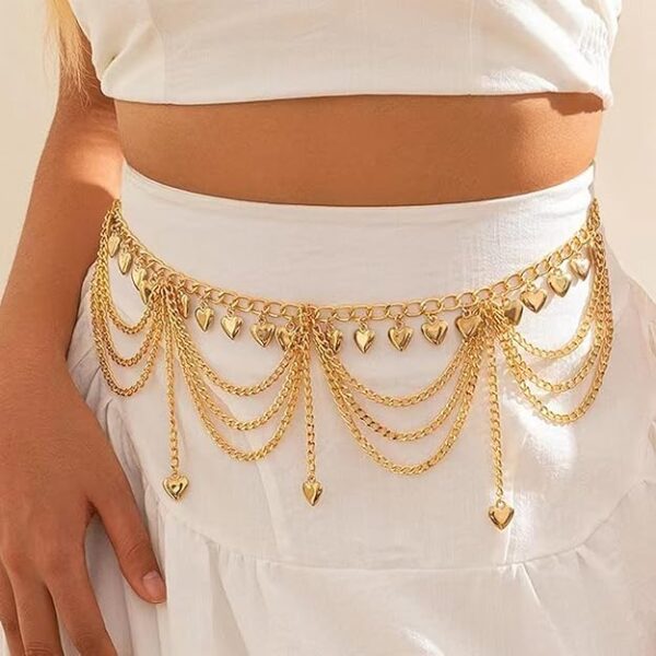 Shining Diva Fashion Stylish Waist Belt Belly Chain for Women and Girls Sexy Hip Dresses Western Kamarbandh Saree Kamar Band Bandh Kamarband Adjustable Body Chains Multilayered Bikini Jewelry Kamarchain Beach Wear - Image 7