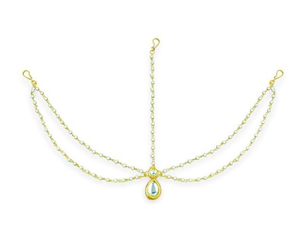 Kyoot Jewels Kundan Matha Patti Gold Pearl Sheeshphool Bridal Maang Tika Traditional Head band Jewellery for Women and Girls