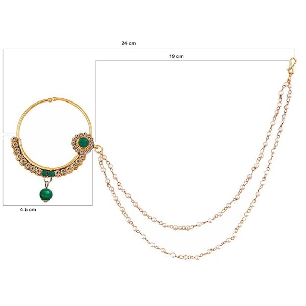 Lucky Jewellery 18 K Gold Plated Karwa Chauth Alloy Wedding Suhag Nath for Girls & Women� - Image 2