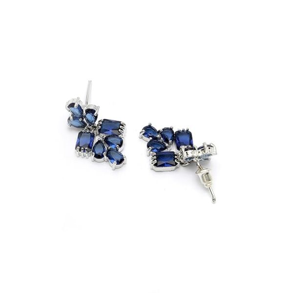 ZENEME Rhodium-Plated Silver Toned Pear Shaped American Diamond Studded Necklace with Earrings Jewellery Set with Girls and Women - Image 3