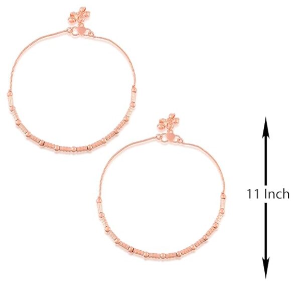 Superstore18 Brass Rose Gold Plated Anklet for Women Payal pajeb Ethnic modern Traditional Fusion Jewellery for Women (SST1644AKSV) - Image 4