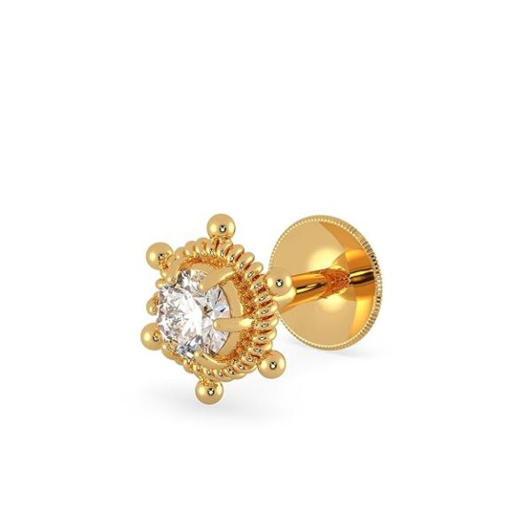 Malabar Gold & Diamonds Yellow Gold Nose Pin for Women 22 k | 22k BIS Hallmark (916) Nose Stud for Women and Girls with Piercing