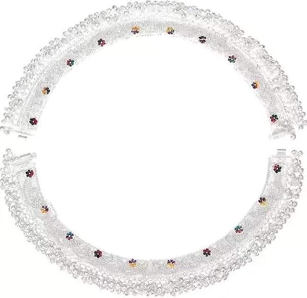Silver Plated Traditional Anklets Payal with Meenakari Work - Classic, Fancy and Stylish for Women & Girls Daily - Functions - Party - Wedding - Wear