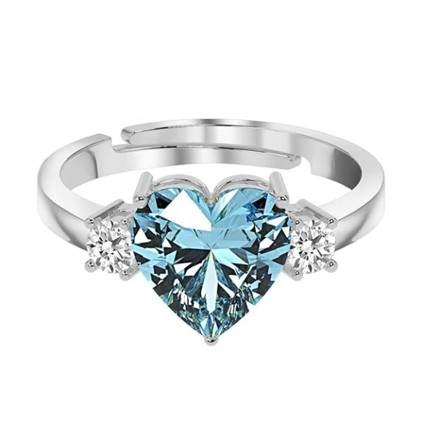 Clara 925 Sterling Silver Heart Stone Ring with Adjustable Band | Gift for Women Wife Girls