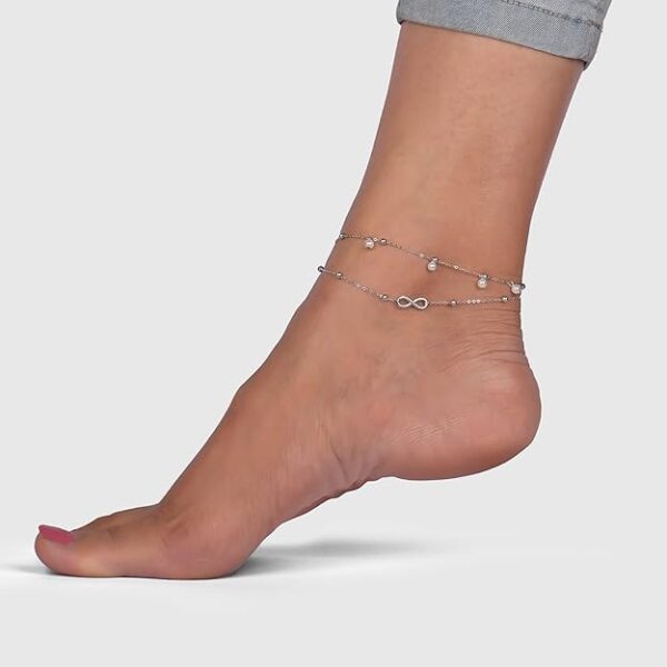 GIVA 925 Silver Rose Gold Infinity Pendant Necklace Ring Stud Earrings Toe Rings Anklet Bracelet Sets | Gifts for Women & Girls - Image 4