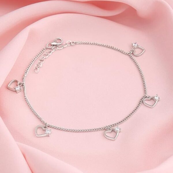 GIVA 925 Silver Small Heart Charm Anklet, (Single) Gifts for Girlfriend, Gifts for Women & Girls| With Certificate of Authenticity and 925 Stamp | 6 Month Warranty* - Image 3